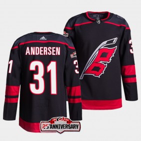 Frederik Andersen #31 Carolina Hurricanes 2022-23 Authentic Home Black Jersey 25th Anniversary