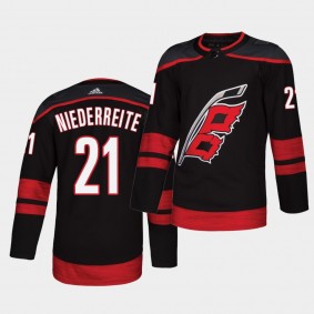 Nino Niederreiter #21 Hurricanes 2018 Alternate Authentic Black Jersey